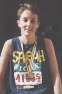 Sarah after completing the London Marathon